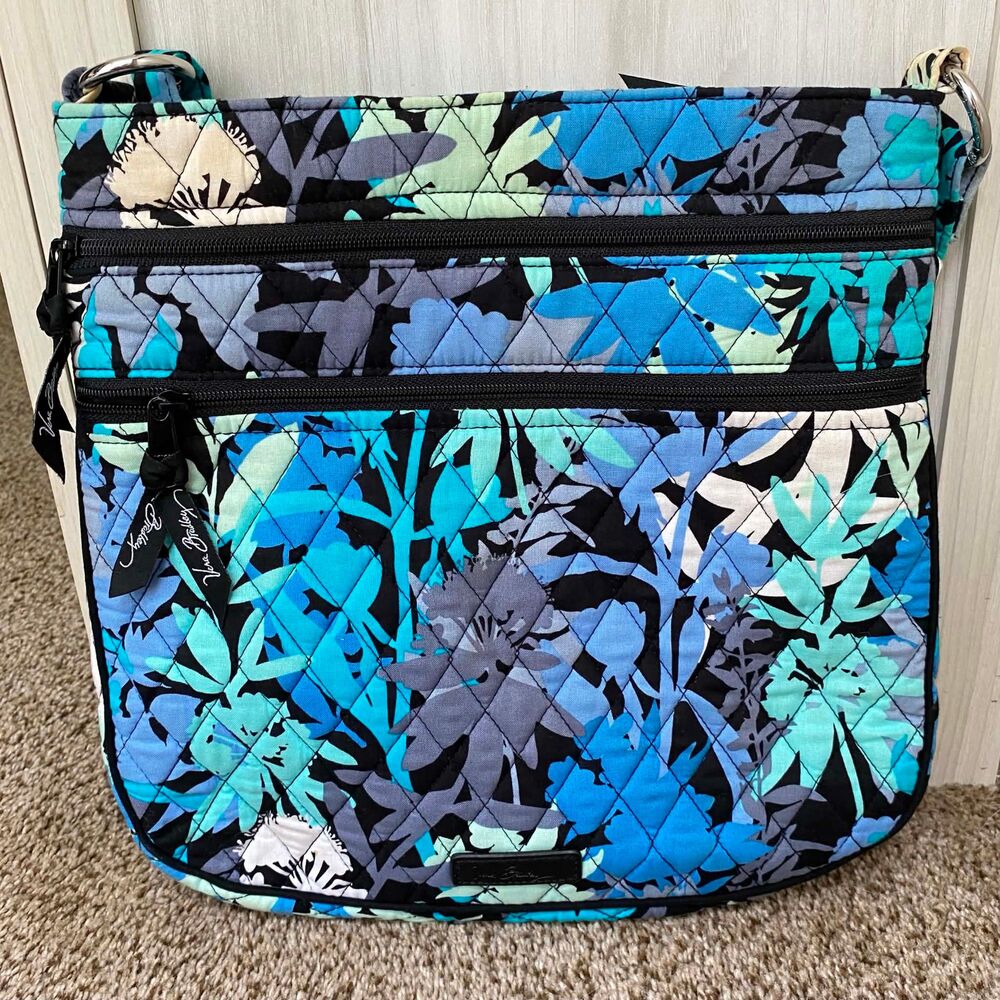 Vera Bradley Camofloral Triple Zip Hipster Quilted Cotton Crossbody Bag